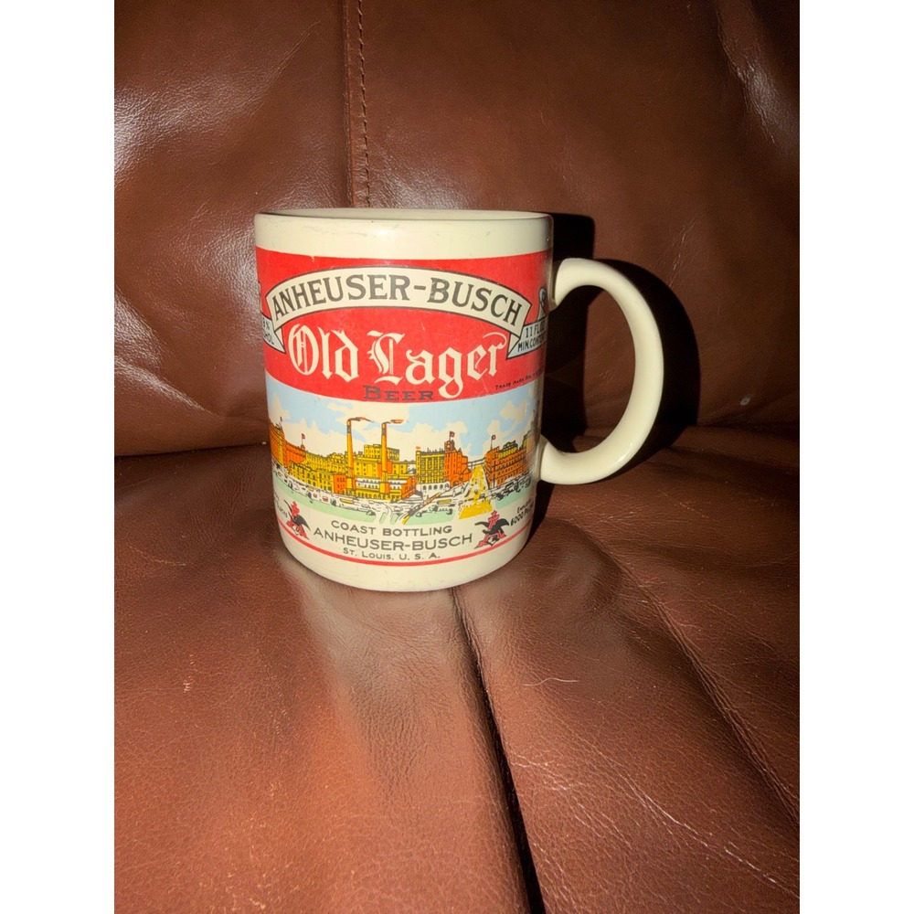 Anheuser-Busch Old Lager Beer Mug Vintage St Louis Brewery Skyline Ceramic Cup